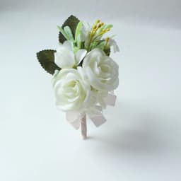 6PCS White Ivory Rose Boutonniere for Men Groom and Best Man Boutonnieres with Artificial Flower for Wedding Ceremony Anniversar