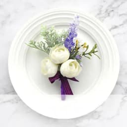 6PCS White Ivory Rose Boutonniere for Men Groom and Best Man Boutonnieres with Artificial Flower for Wedding Ceremony Anniversar