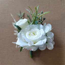 6PCS White Ivory Rose Boutonniere for Men Groom and Best Man Boutonnieres with Artificial Flower for Wedding Ceremony Anniversar