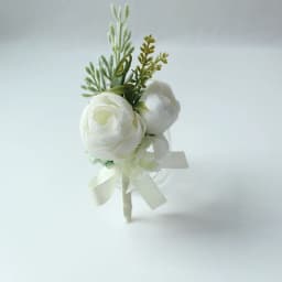 6PCS White Ivory Rose Boutonniere for Men Groom and Best Man Boutonnieres with Artificial Flower for Wedding Ceremony Anniversar