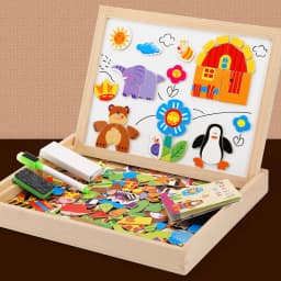 100+Pcs Wooden Multifunction Children Animal Puzzle Writing Magnetic Drawing Board Blackboard Learning Education Toys For Kids