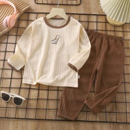 Soft Breathable Cotton Baby Children Pajamas Set Cute Cartoon Long Sleeve Home Sleepwear Set for 0-5 Years Old