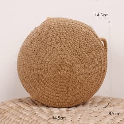 Round Straw Bag Women Woven Beach Crossbody Bag for Ladies Cute Shoulder Rattan Handmade Knitted Candy Color Small Handbag Bolsa