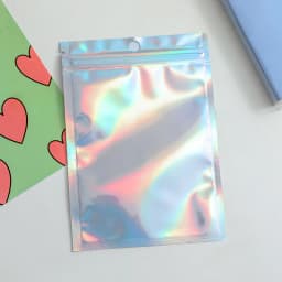 50 Pieces Cute Laser Self Sealing Little Small Plastic Bags for Jewelry Display Bags Pouch and Packaging Organizer Storage Bag