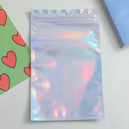 50 Pieces Cute Laser Self Sealing Little Small Plastic Bags for Jewelry Display Bags Pouch and Packaging Organizer Storage Bag