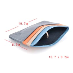 Genuine Leather Card Holder - Thin Wallet for ID/Bank/Credit Cards, Compact Cash & Bus Card Case (RFID Protection)