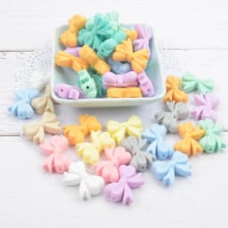 Bowknot 10pcs/lot Silicone Beads DIY Food Grade Silicone Teething Pacifier Cute Shaped Silicone teether Holder Accessories