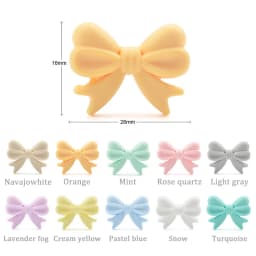 Bowknot 10pcs/lot Silicone Beads DIY Food Grade Silicone Teething Pacifier Cute Shaped Silicone teether Holder Accessories