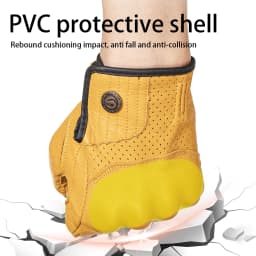 SFK Genuine Goat Leather Retro Motorcycle Gloves Full Finger Summer Breathable Knuckle Protection Riding Race Gears Accessories