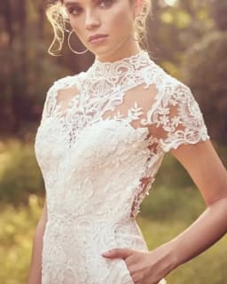 Bridal Jumpsuit High Neck Short Sleeve Lace Wedding Outfit Illusion Open Back Wide Leg Pants Bohemian Wedding Dress Custom Made