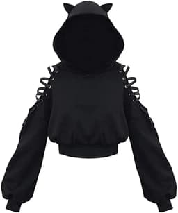 Women's Clothes Solid Color Gothic Hoddies Women's Sweatshirt Hollow Out Long Sleeve Hodded Casual Pullover Summer Autumn Y2k
