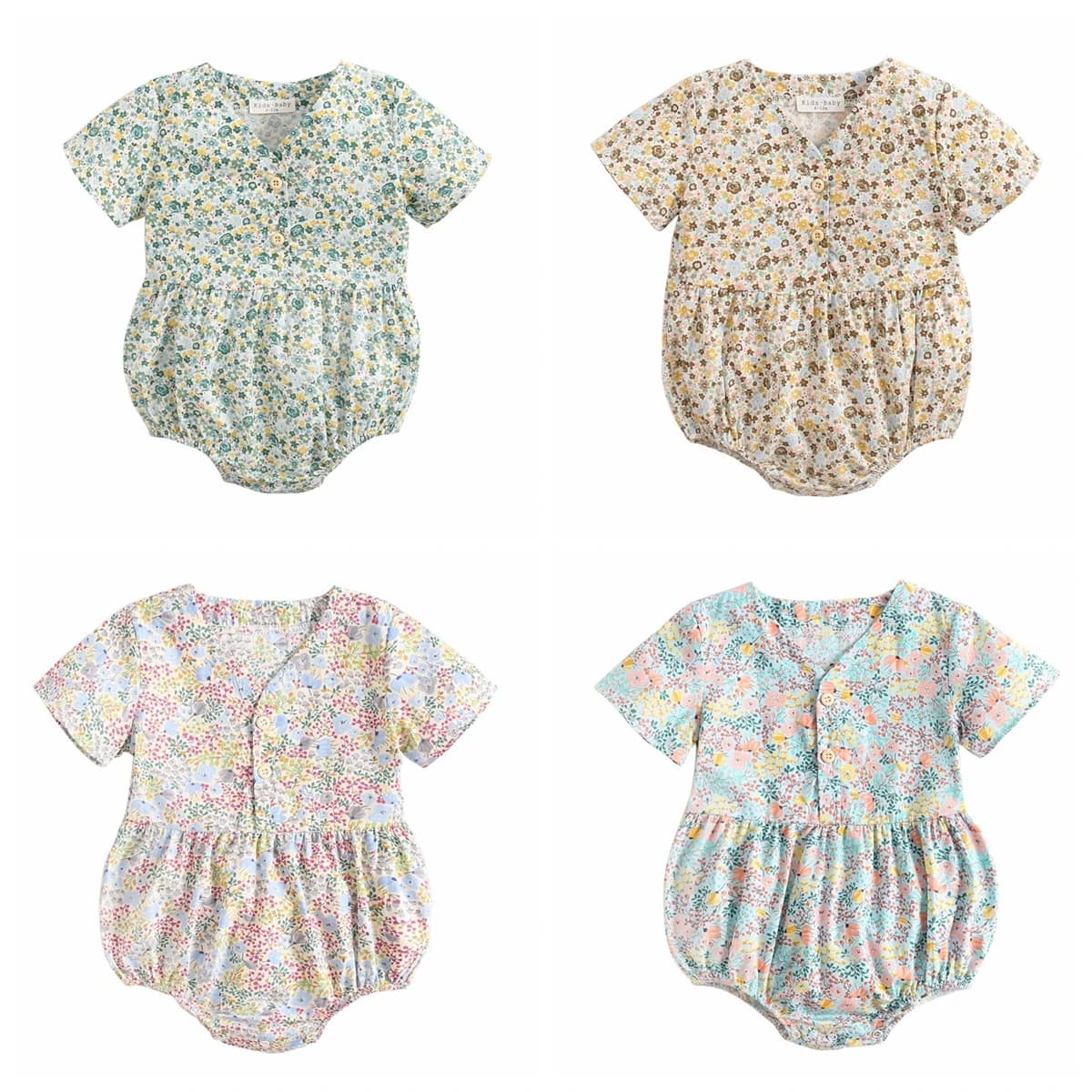 Sanlutoz Newborn Flowers Baby Girls Bodysuits Cotton Baby Bodysuit Short Sleeve Summer Infant Clothing Princess