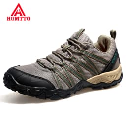 HUMTTO Brand Clearance Man Summer Hiking Shoes for Men  Breathable Leather Hunting Trekking Climbing Shoes Mens Outdoor Sneakers
