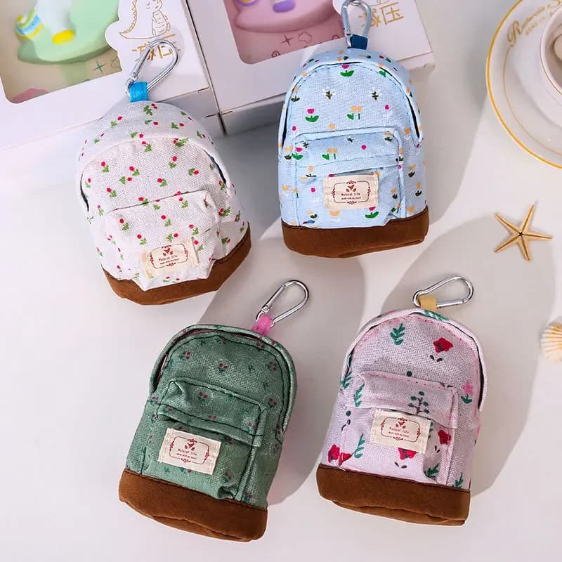 New Women Kids Canvas Coin Purse Floral Zipper Pouch Small Wallet Children Female Key Card Holder Mini Money Bag Gift
