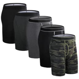 5Pcs Set Long Boxer Men Underwear Shorts Camouflage Print Men's Panties BONITOS Mens Underpants Fly Front Opening Boxer Briefs