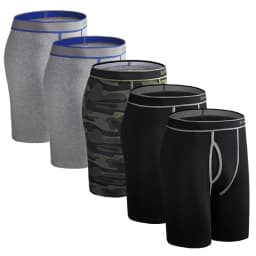 5Pcs Set Long Boxer Men Underwear Shorts Camouflage Print Men's Panties BONITOS Mens Underpants Fly Front Opening Boxer Briefs