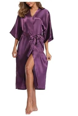 Plus Size S-XXXL Rayon Bathrobe Womens Kimono Satin Long Robe Sexy Lingerie Classic Nightgown Sleepwear with Belt