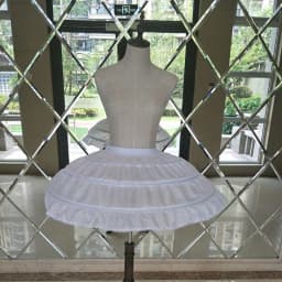Children Girls 3 Steel Hoops White Petticoat Wedding Gown Dress Underskirt Elastic Waistband Drawstring A-Line Skirt Edge