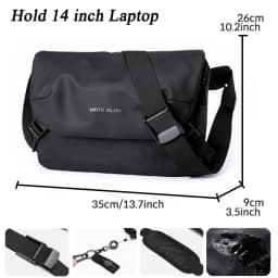 MOYYI Urban Business Flip Laptop Messenger Bag for Men Waterproof Traveling Sling Crossbody Bag Thin Shoulder School Book Bag