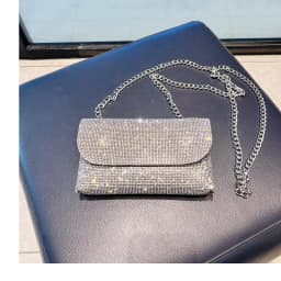 JIOMAY New Rhinestone Bag for Women Shiny Mini Silver Clutch Bag Girls Chain Crossbody Bag Wholesals Items For Small Business