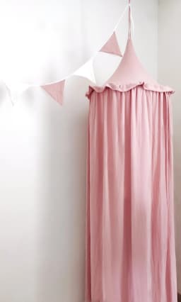 100% Cotton Crib Kids Room Deco Baldachin with Frill Bed Curtain Canopy for Nursery