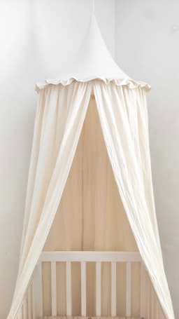 100% Cotton Crib Kids Room Deco Baldachin with Frill Bed Curtain Canopy for Nursery
