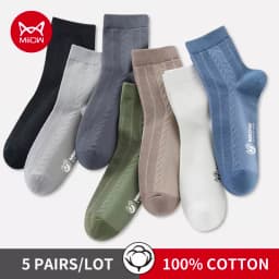 MiiOW 5 Pairs/Lot Cotton Socks Men's Casual Dress Socks Printing Winter Warm Long Male High Quality Colorful Socks For Man Gift
