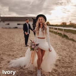 Country Two Pieces Wedding Dresses Mermaid Simple Tulle Long Sleeve O-Neck Bridal Gown Vintage Beach Bride Dresses Customized