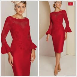 Classic Champagne Long Sleeve Mother of the Bride Dresses Lace Customized Wedding Guest Gowns Mother Dresses Knee Length