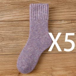 Winter Women's Thick Warm Merino Wool Socks Harajuku Retro Cold Resistant Fashion Casual Solid Color Cashmere Socks 5 Pair