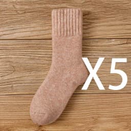 Winter Women's Thick Warm Merino Wool Socks Harajuku Retro Cold Resistant Fashion Casual Solid Color Cashmere Socks 5 Pair