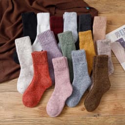 Winter Women's Thick Warm Merino Wool Socks Harajuku Retro Cold Resistant Fashion Casual Solid Color Cashmere Socks 5 Pair
