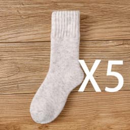 Winter Women's Thick Warm Merino Wool Socks Harajuku Retro Cold Resistant Fashion Casual Solid Color Cashmere Socks 5 Pair