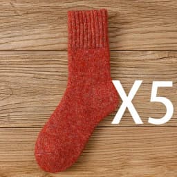 Winter Women's Thick Warm Merino Wool Socks Harajuku Retro Cold Resistant Fashion Casual Solid Color Cashmere Socks 5 Pair