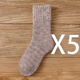 Winter Women's Thick Warm Merino Wool Socks Harajuku Retro Cold Resistant Fashion Casual Solid Color Cashmere Socks 5 Pair