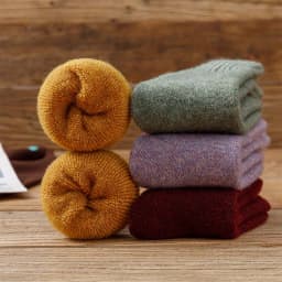 Winter Women's Thick Warm Merino Wool Socks Harajuku Retro Cold Resistant Fashion Casual Solid Color Cashmere Socks 5 Pair