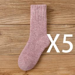 Winter Women's Thick Warm Merino Wool Socks Harajuku Retro Cold Resistant Fashion Casual Solid Color Cashmere Socks 5 Pair