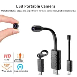 Mini 4K USB WiFi Surveillance Camera Flexible Lens Cable Motion Detection Video Recorder Portable Security Monitoring Camcorder
