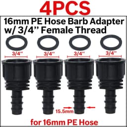 KESLA 4PCS 1/2" 3/4" Threaded 16 20 25MM PE Hose Barb Tee Connector Adapter Tubing Joints Garden Drip Irrigation Coupling Repair