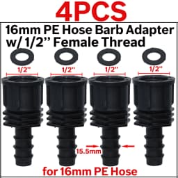 KESLA 4PCS 1/2" 3/4" Threaded 16 20 25MM PE Hose Barb Tee Connector Adapter Tubing Joints Garden Drip Irrigation Coupling Repair
