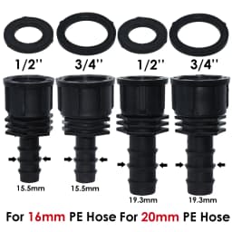 KESLA 4PCS 1/2" 3/4" Threaded 16 20 25MM PE Hose Barb Tee Connector Adapter Tubing Joints Garden Drip Irrigation Coupling Repair