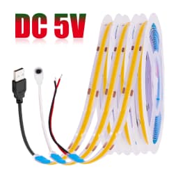 DC 5V LED COB Strip Light USB High Density Linear Lighting 320LED Flexible Tape Lights Warm Natural White Red Blue Green Decor