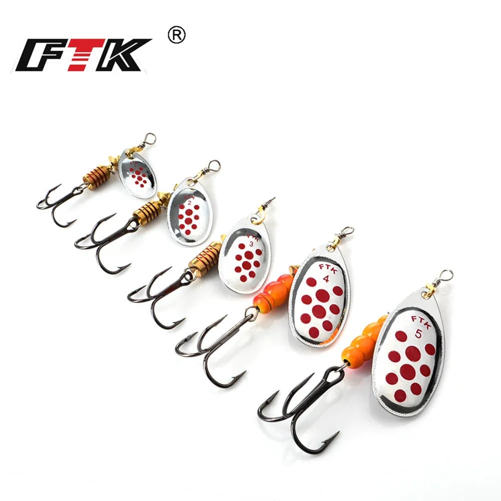 FTK Spinner Bait 4g/5g/7g/10g/14g Hard Spoon Bass Lures Metal Fishing Lures With Treble Hooks Fishing Tackle For Pike Fishing