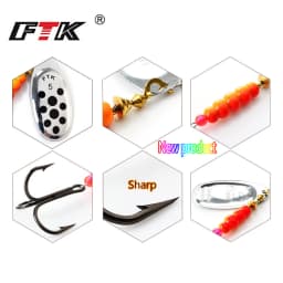 FTK Spinner Bait 4g/5g/7g/10g/14g Hard Spoon Bass Lures Metal Fishing Lures With Treble Hooks Fishing Tackle For Pike Fishing