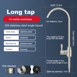 304 Stainless Steel Kitchen Water Faucet Chrome Plated 1/4 Inch Connect Reverse Osmosis Faucet For Drinking Water Purifier