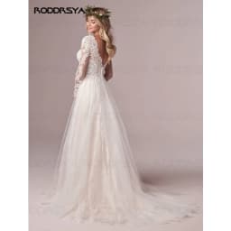 RODDRSYA A Line Long Sleeves Wedding Dresses  Lace Bridal Gowns 2022 Tulle Ivory Vestido De Novia Open Back свадебное платье