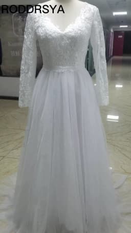 RODDRSYA A Line Long Sleeves Wedding Dresses  Lace Bridal Gowns 2022 Tulle Ivory Vestido De Novia Open Back свадебное платье