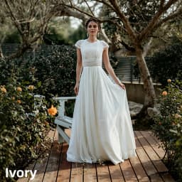 Vintage Boho Lace Chiffon Beach Wedding Dress Cap Sleeve O Neck Flowy A Line Long Bridal Dress Back Keyhole Civil Ceremony Gown
