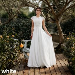 Vintage Boho Lace Chiffon Beach Wedding Dress Cap Sleeve O Neck Flowy A Line Long Bridal Dress Back Keyhole Civil Ceremony Gown