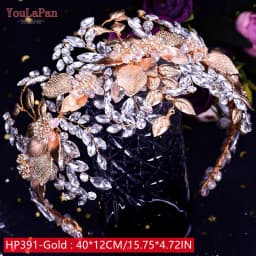 YouLaPan Cathedral Wedding Tiara Luxurious Rhinestone Headband Alloy Flower Headpiece Handmade Bridal Hair Accessories  HP390